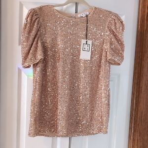 THML Rose Gold Sequin Blouse